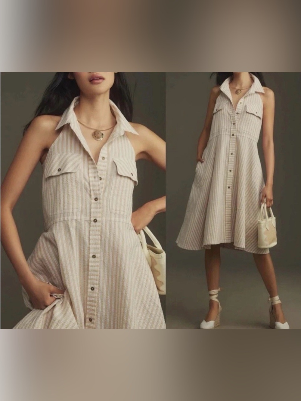 Pilcro Sleeveless Halter Swing Midi Dress